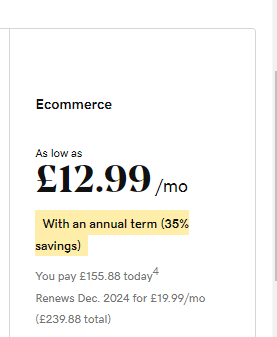 Latest Godaddy eCommerce Pricing in the UK