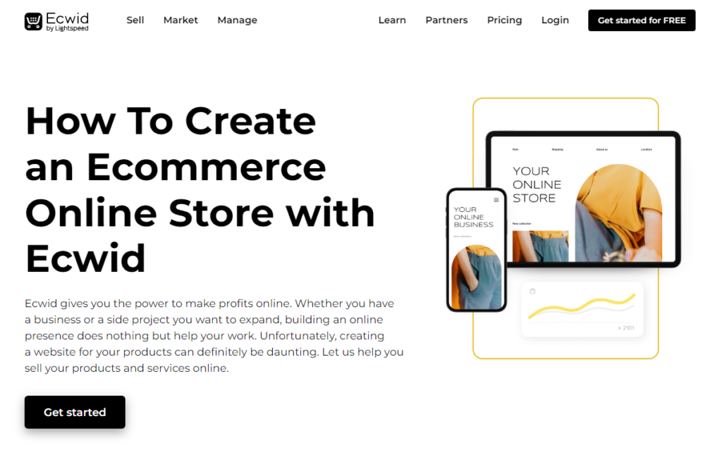 Ecwid is a free plan that lets you add an online store to your existing website or social media page. 